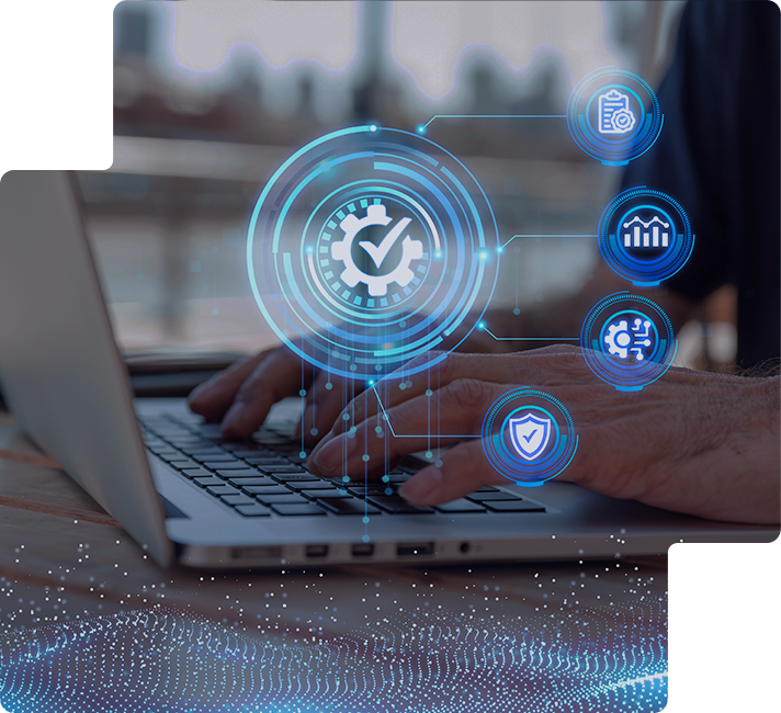 Profissional sorridente trabalhando